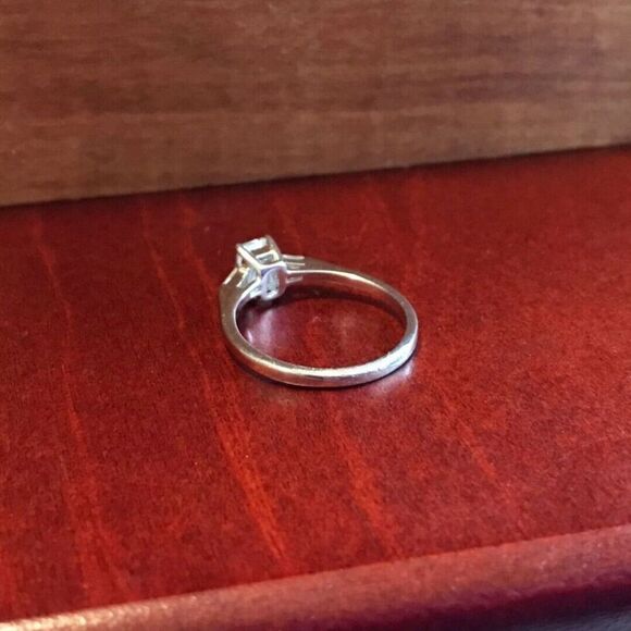 Sterling Silver Ring 18K White Gold Plated Cubic Zirconia Baguette Size 6.25 925 - Picture 14 of 14